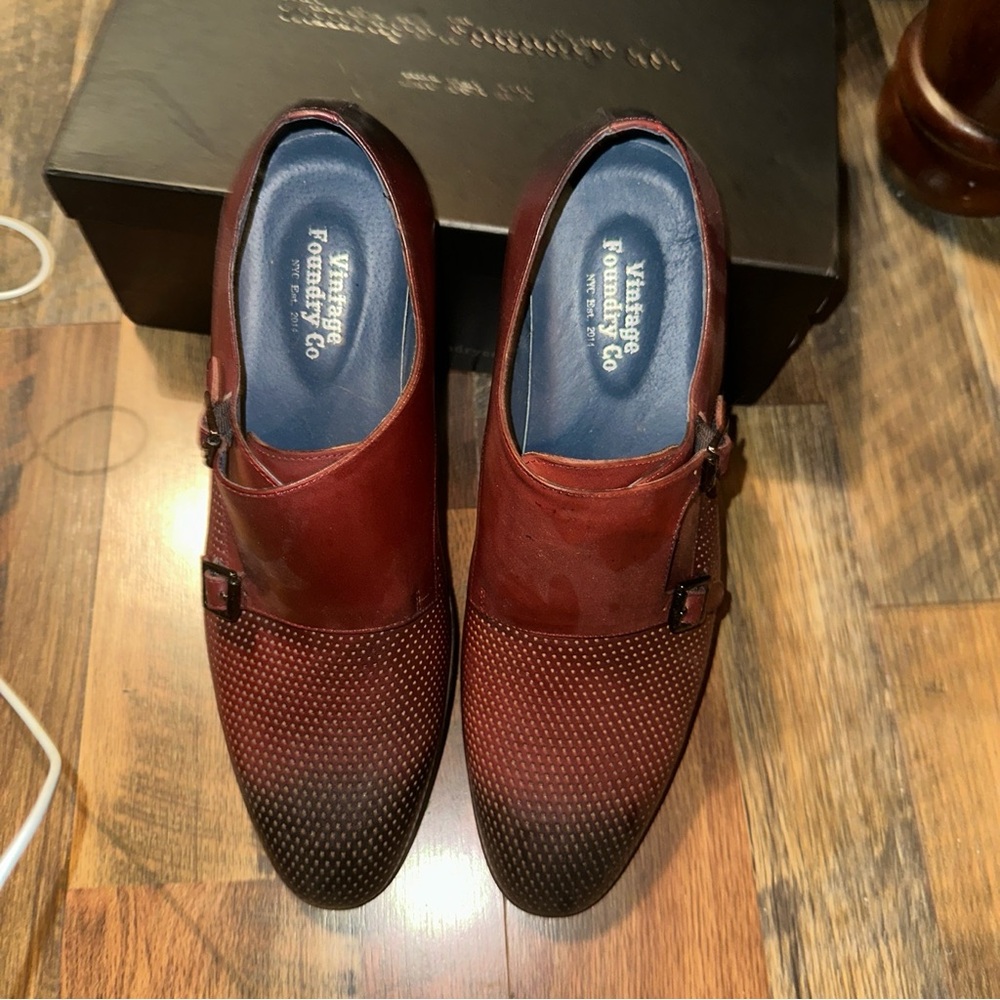 Men's Burgundy Monk Strap Shoes